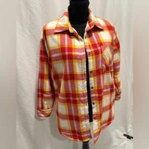 Kansas City Chiefs Sherpa button up plaid top